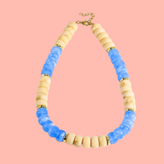 Multicolor Blue  Chunky Beaded Necklace