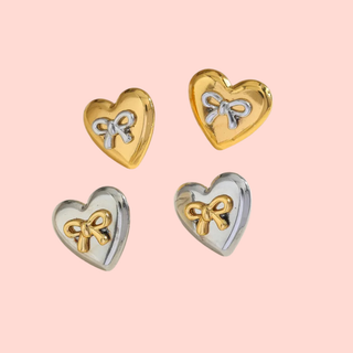 Two Toned Heart Studs