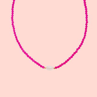 Pink Beaded Pearl Necklace