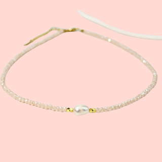 Champagne Beaded Pearl Necklace