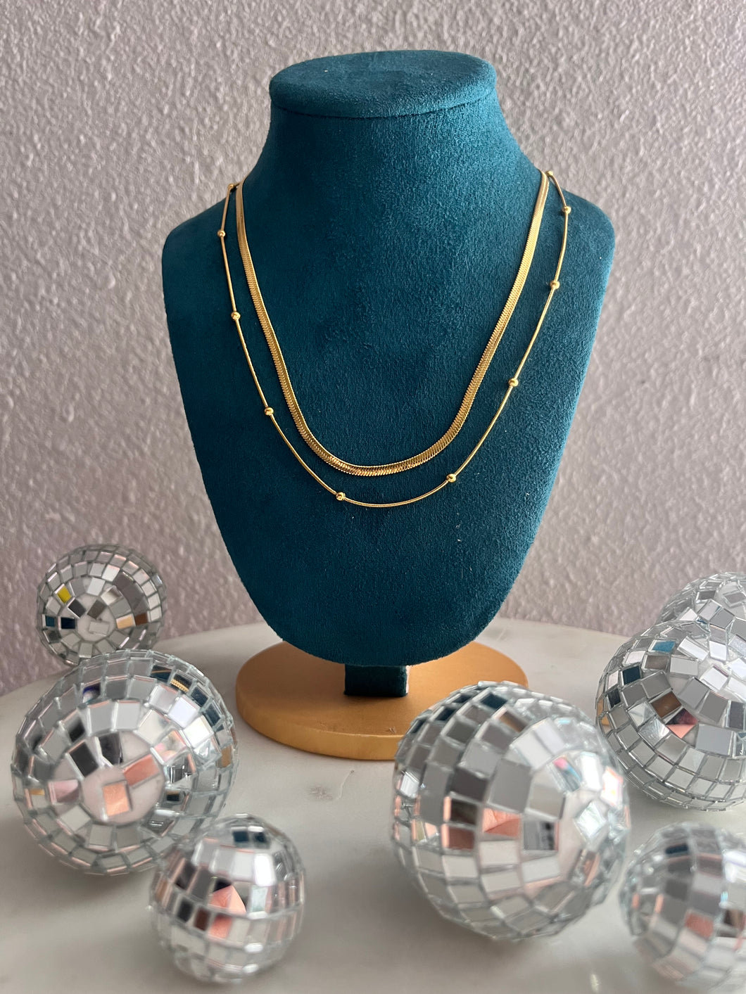 Double layer beaded necklace
