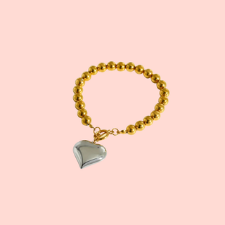 Silver Heart Two toned bracelet