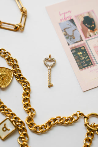 Rhinestone Key Charm